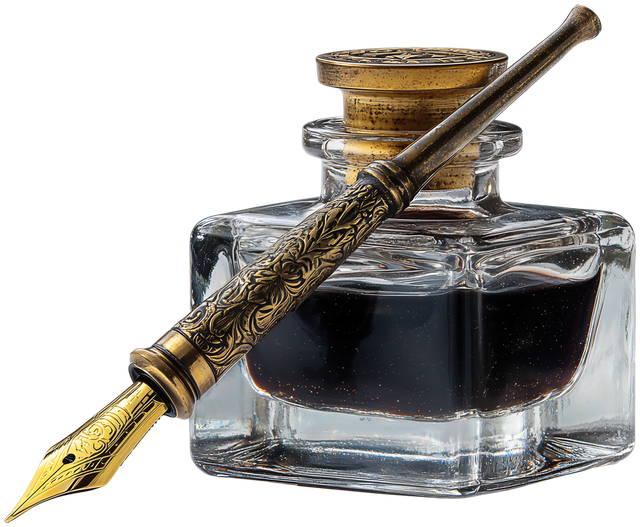 Vintage inkwell and pen